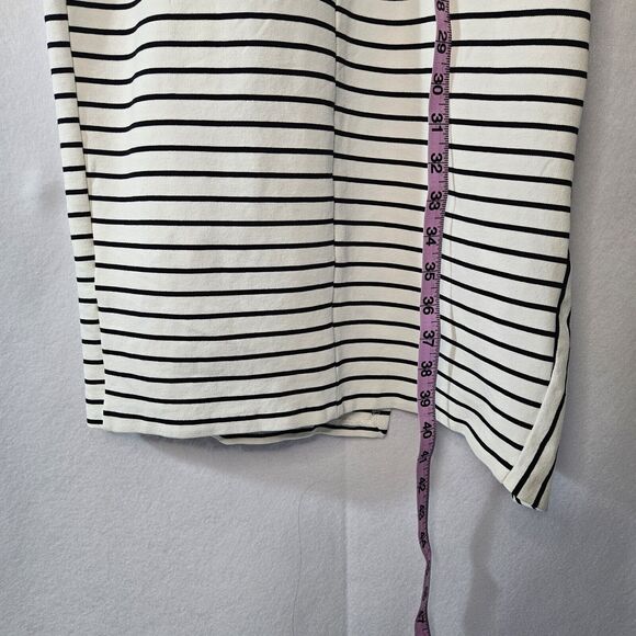ZARA Trufaluc Collection Sz S Black & White Stripe Lined Fitted Dress Slit - Picture 3 of 6